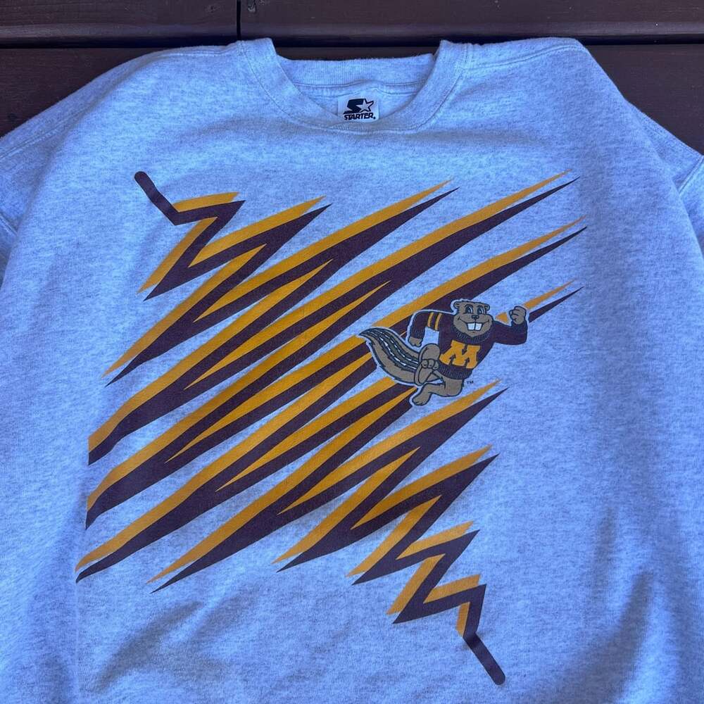 Vintage 90s Starter University of Minnesota Gophers Heather Grey Crewneck XL